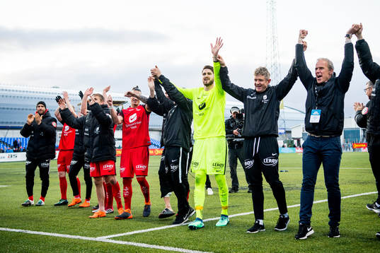 Goalkeeper Samuel Sahin-Radlinger of Brann and Lars Arne