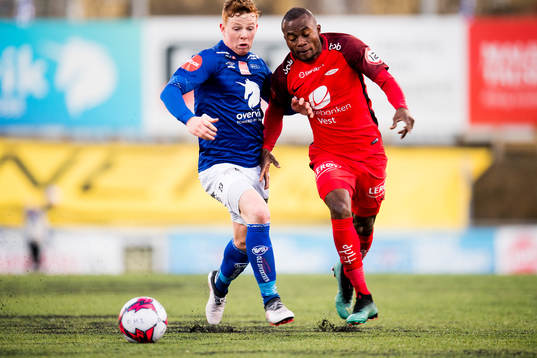 Aslak Fonn Witry of Ranheim and Gilbert Koomson of Brann