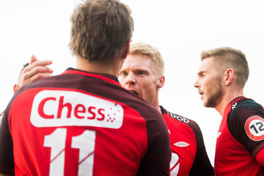 Sivert Heltne Nilsen of Brann celebrates the 1-0 goal