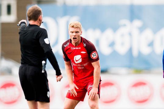 Sivert Heltne Nilsen of Brann reacts