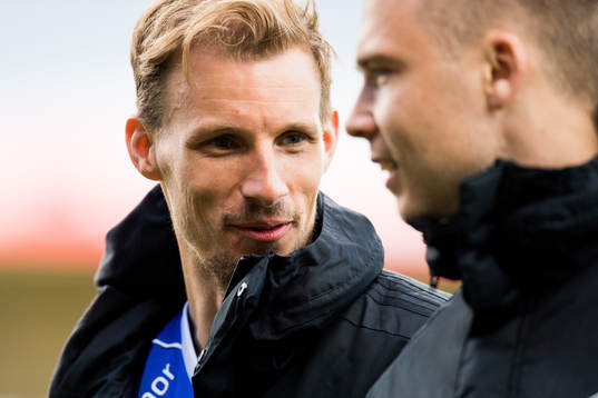 Goalkeeper André Hansen and Alexander Toft Søderlund of