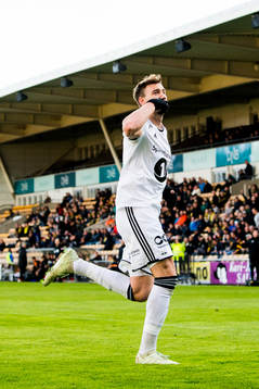 Nicklas Bendtner of Rosenborg celebrates scoring 1-0