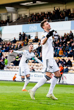 Nicklas Bendtner of Rosenborg celebrates scoring 1-0