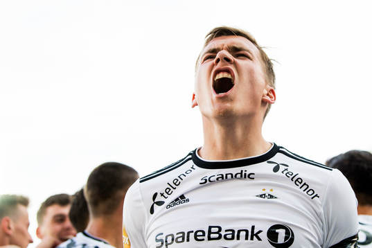 Morten Konradsen of Rosenborg celebrates the 1-0 goal of