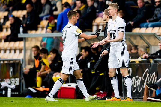 Jonathan Levi of Rosenborg and Torbjørn Lysaker Heggem of