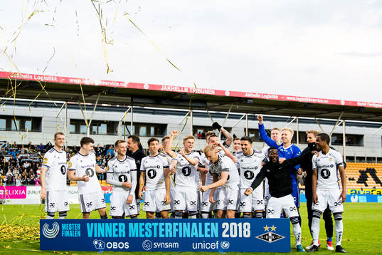 The players of Rosenborg celebrate winning the UNICEF
