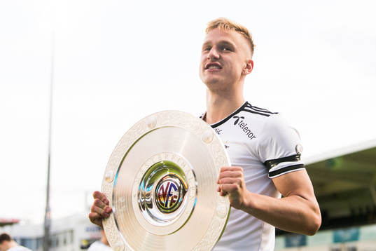 Erik Botheim of Rosenborg celebrates with the trophy
