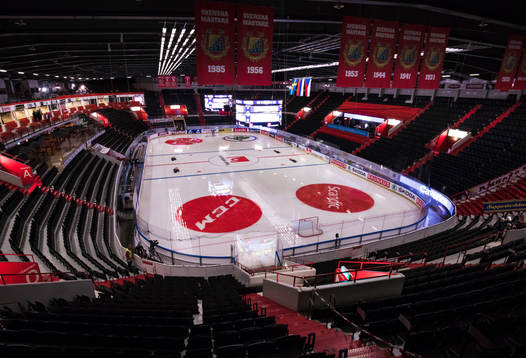 Interiör av Scaniarinken  innan ishockeymatchen i Sweden