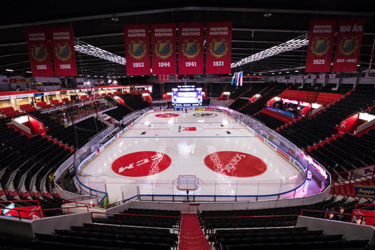 Interiör av Scaniarinken  innan ishockeymatchen i Sweden