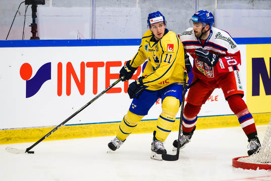 Sveriges Mikael Backlund och Tjeckiens  Michal Moravcik