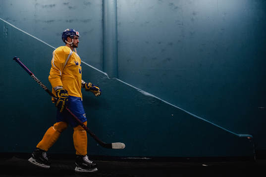 Oliver Ekman Larsson före en träning med Sveriges