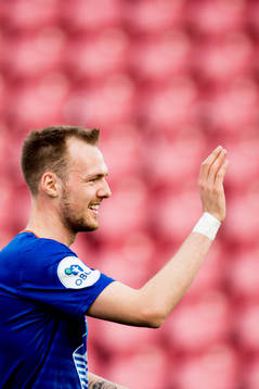 Aron Elís Thrándarson of Aalesund celebrates the 0-1 goal