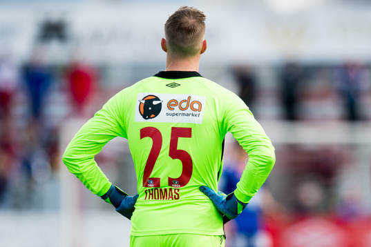 Goalkeeper Simon Thomas of Kongsvinger looks dejected