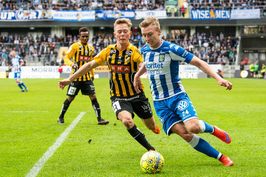 Häckens Joel Andersson och IFK Göteborgs Sebastian Ohlsson