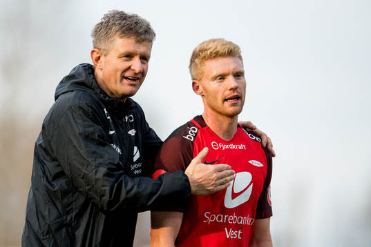 Lars Arne Nilsen, head coach of Brann, and Sivert Heltne
