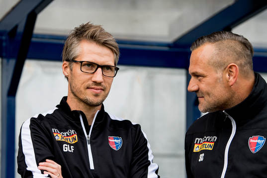 Geir Ludvig Fevang, head coach of Sandefjord, and Shaun