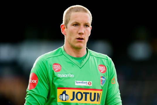 Goalkeeper Eirik Holmen Johansen of Sandefjord