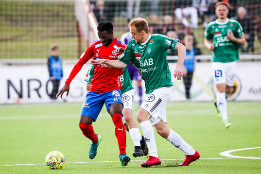 Helsingborgs Mohammed Abubakari och Brages Oscar Lundin