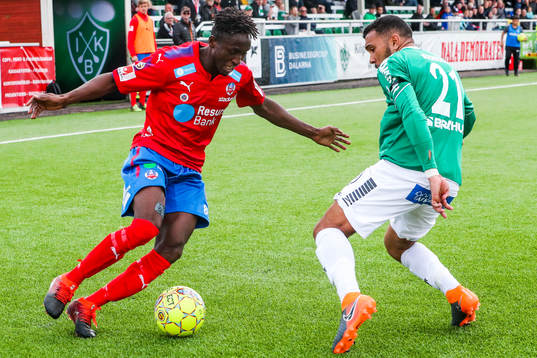 Helsingborgs Mamudu Moro och Brages Jalid Kerkich Amar