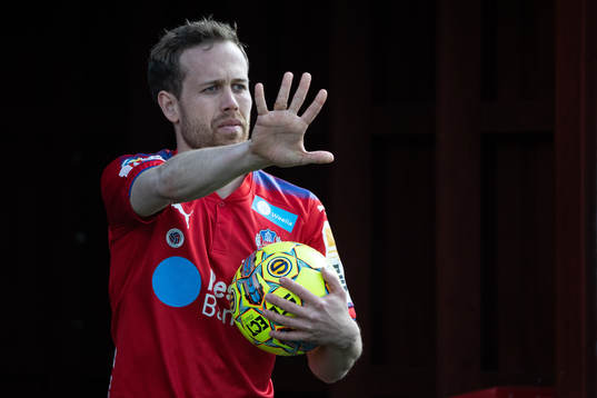 Helsingborgs Anders Randrup  i fotbollsmatchen i superettan