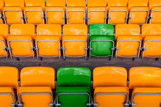 General view of empty seats at Jessheim Stadion
