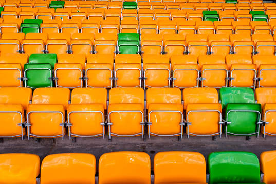 General view of empty seats at Jessheim Stadion