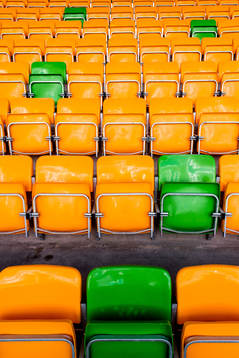 General view of empty seats at Jessheim Stadion
