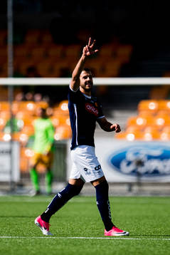 Zlatko Tripic of Viking celebrates 1-5 and a hat-trick