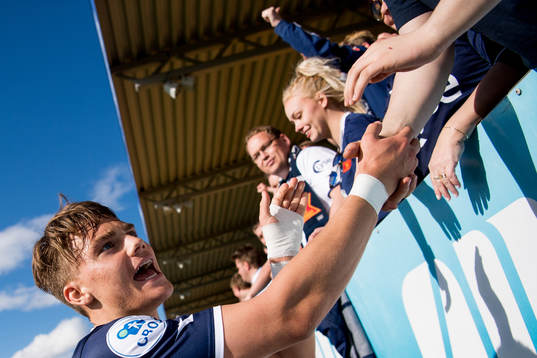 Markus Nakkim of Viking celebrates with the suppporters