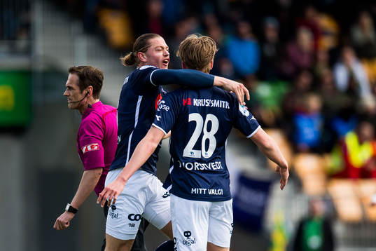 Julian Ryerson and Kristian Thorstvedt of Viking celebrate
