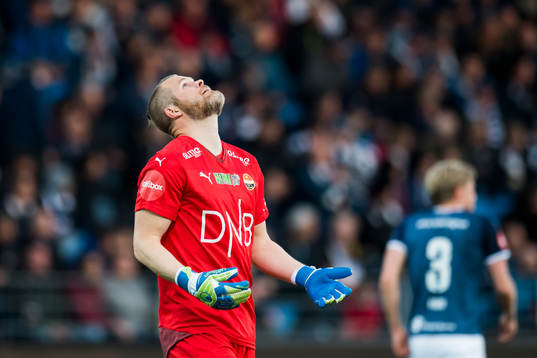 Goalkeeper Espen Bugge Pettersen of Strømsgodset reacts