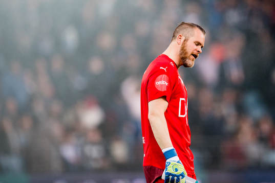 Goalkeeper Espen Bugge Pettersen of Strømsgodset reacts
