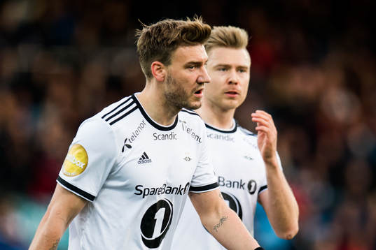 Nicklas Bendtner and Alexander Søderlund of