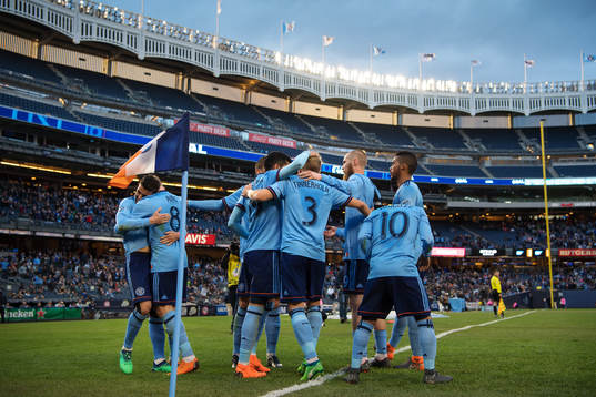 New York Citys David Villa, Alexander Ring, Jesus Medina,