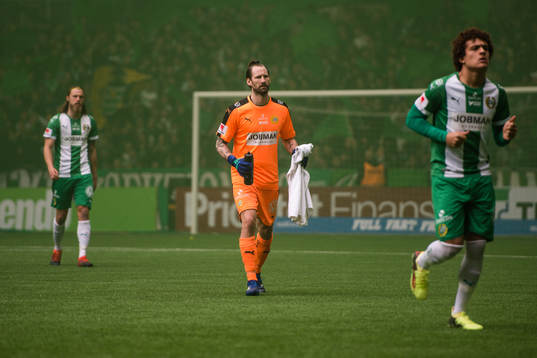 Hammarbys målvakt Johan Wiland före fotbollsmatchen i