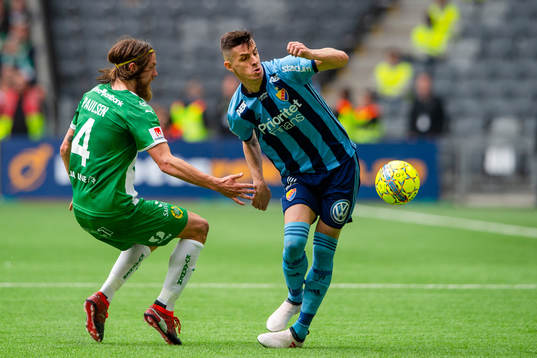 Hammarbys Björn Paulsen och Djurgårdens Haris Radetinac