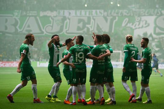 Hammarbys spelare jublar