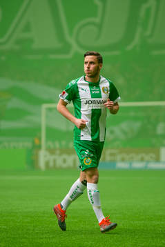 Hammarbys Jeppe Andersen före fotbollsmatchen i
