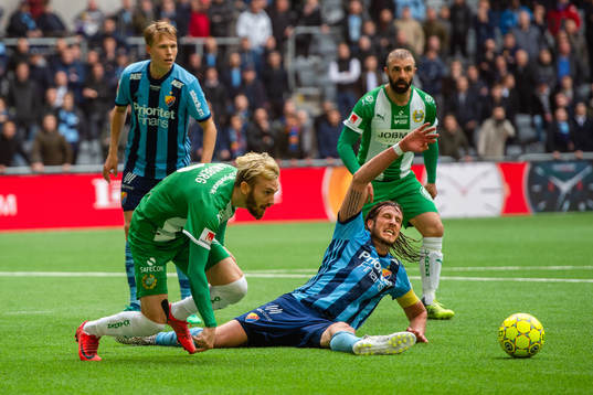 Hammarbys Simon Sandberg och Djurgårdens Jonas Olsson