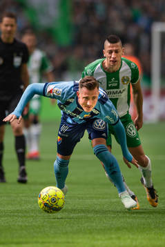 Djurgårdens Fredrik Ulvestad och Hammarbys Nicola Djurdjic