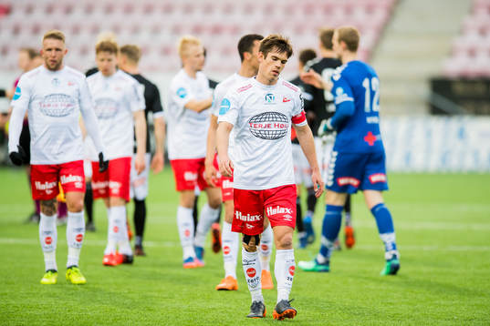 Eirik Mæland of Fredrikstad looks dejected