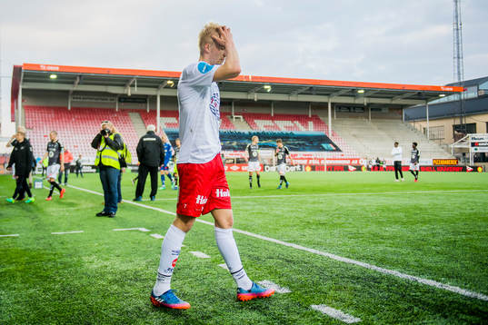 Joona Veteli of Fredrikstad looks dejected