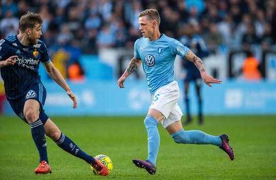 Djurgårdens Niklas Gunnarsson och Malmö FFs Sören Rieks