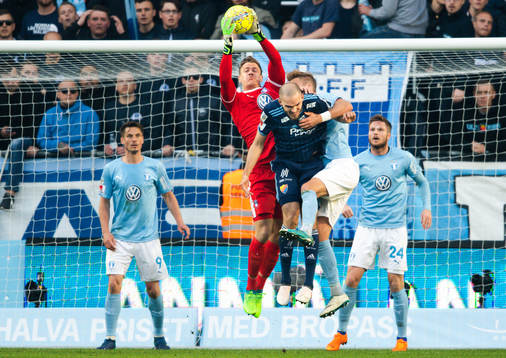 Malmö FFs målvakt Johan Dahlin och Djurgårdens Marcus