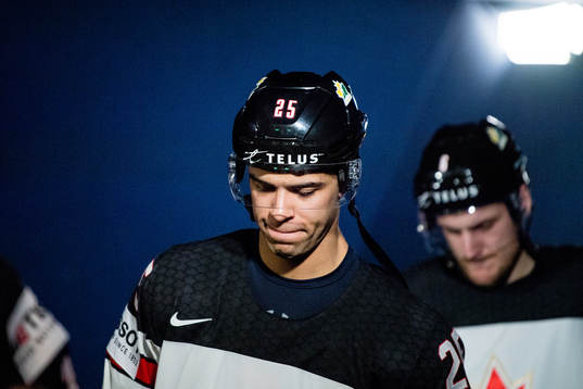 Darnell Nurse of Canada looks dejected