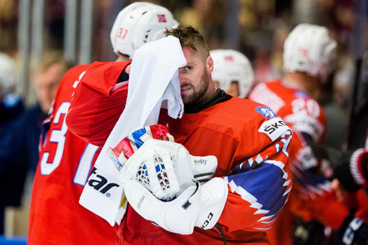 Goaltender Lars Haugen of Norway