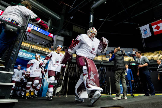 Goaltender Elvis Merzlikins of Latvia