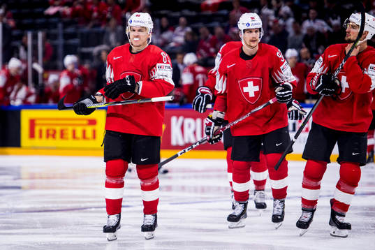 Schweiz Sven Andrighetto, Gaetan Haas och Tristan Scherwey