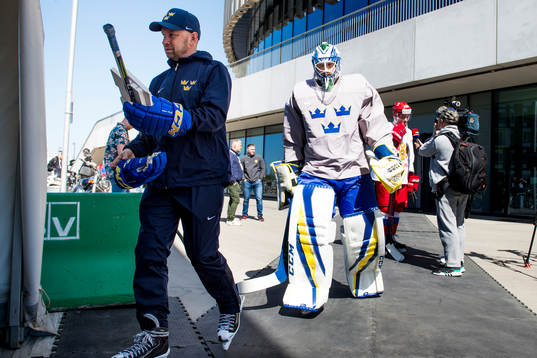 Målvaktstränare Stefan Ladhe och målvakt Anders Nilsson