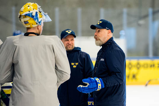Förbundskapten Rikard Grönborg, målvaktstränare Stefan